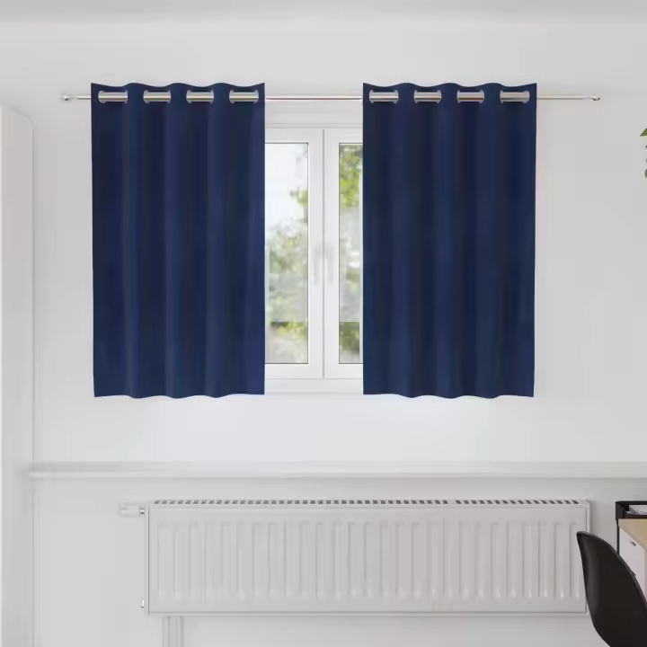 Cortinas opacas vidaXL con ojales 2 pcs de terciopelo azul oscuro - 1