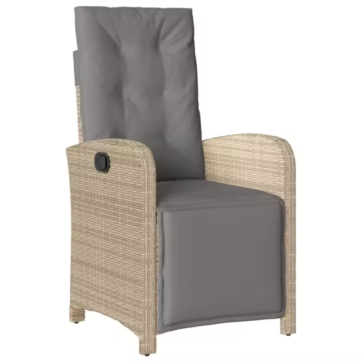 Sillón reclinable de Jardín con reposapiés PE beige mixto - 1