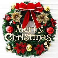 Adorno De Navidad 30CM Wreath Para Puerta Decoración Verde Con Flores Y Estrellas Adecuado Para Puerta De Entrada - details 5