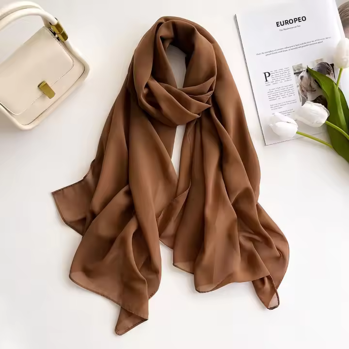 Pañuelo De Mujer IROJEFF De Seda Poliéster 2025 Hijab De Lino Premium Maxi Wrap Estilo Elegante Color Sólido Protección Solar - 1