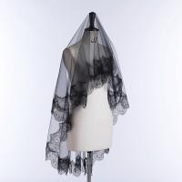 Nueva Llegada Vela De Novia Monolayer Para Mujer Y Niña Color Negro Mantilla De Boda Con Borde De Encaje Traje De Halloween De Cosplay Vestido De Novia Boda 2025 - details 2