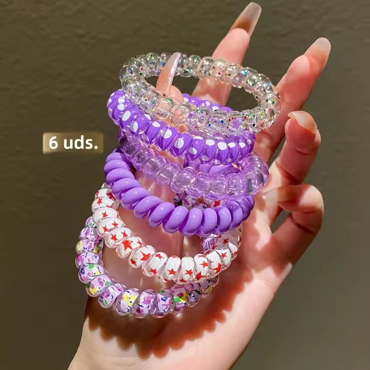 Accesorios De Pelo Rosa Roja Con Cordón De Teléfono Alta Elasticidad No Daña El Pelo Anillo Para Mujer Moda Decorativa - 1