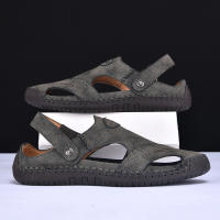 Sandalias De Verano Hechas a Mano Para Hombre Zapatos De Cuero Transpirables Antideslizantes Para Playa Y Exteriores Moda Casual Talla Verdadera - details 4