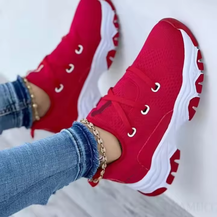 New White Sneakers Women Solid Color Shoes Woman Casual Shoes Mesh Breathable Platform Sneakers Ladies Sport Shoes Running - 1