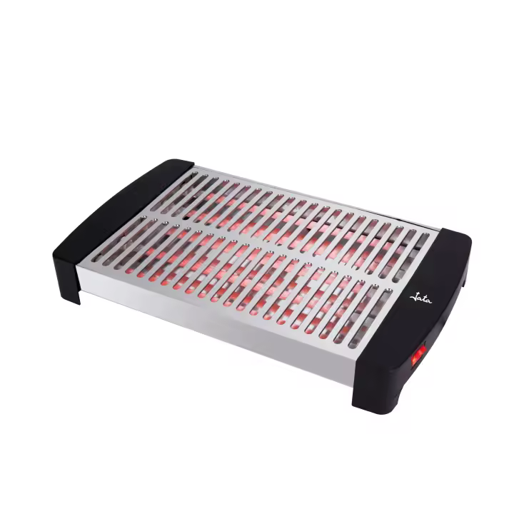 Jata Tostador horizontal grande XXL (35 x 25 cm) con 5 barras de cuarzo, Mueble y parrilla de acero inoxidable, 3 potencias de calor, Bandeja recogemigas extraíble - TT591 - 1