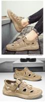 Zapatos De Cuero Para Hombre Verano Senderismo Al Aire Libre Transpirables Antideslizantes Resistentes Al Desgaste Con Malla Suaves Y Cómodos Sandalias Casuales Con Hebilla De Cierre - details 9