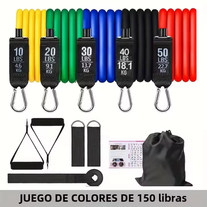Conjunto De Bandas De Resistencia Para Ejercicios 5 Tubos Con Anclaje De Puerta Manijas Para Piernes Y Tobillos Y Barril De Fitness ZP - 1