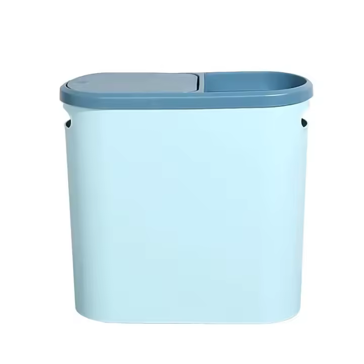 Bandeja De Cocina Ecológica De Plástico Con Tapa Silenciosa Y Ahorradora De Espacio Para Baño Recipiente De Basura Creativo Para El Hogar Con Ranura - 1