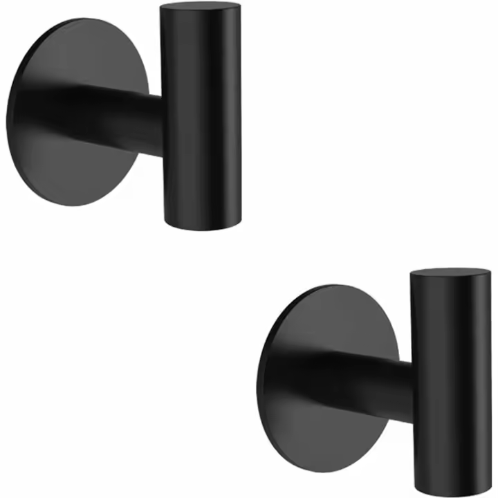 Gancho de pared para toallas, ganchos para baño, gancho para abrigos, negro, soporte para toallero, almacenamiento, 2 piezas - 1
