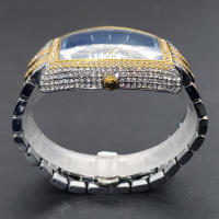 Reloj De Lujo Para Hombre Con Cristales Iced-Out Tonneau Dorado Reloj De Cuarzo Con Pulsera De Acero Inoxidable Moda Diamante Analog Clock - details 26
