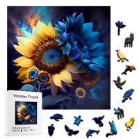 Rompecabezas De Madera En Forma De Girasol Regalo Creativo Para Cumpleaños Juego De Fiesta Decorativo Estilo Juego De Rompecabezas - details 4