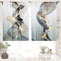 2 Piezas Cortinas De Arte Abstracto Aesthetic Impresión Línea Translúcidas Para Decoración De Sala De Estar Y Dormitorio - details 6
