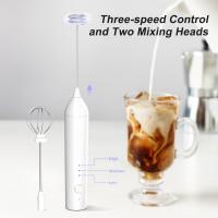 Potente Espumador eléctrico de Leche con varita y accesorios de Batidor de Leche de 3 velvidades, Espumador de leche manejado para Café, proteína en Polvo (Blanco sin soporte) - details 0
