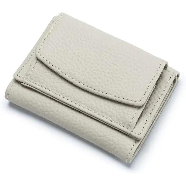 Monedero Pequeño with Bolsillo para Monedasde Piel Auténtica, para Mujer, with bloqueo RFID y tarjetero, color Blanco Roto - 1