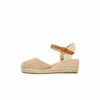 HLuna Sandalias de cuña baja básicas de efecto ante en color beige verde blanco y negro RL2023 - details 2
