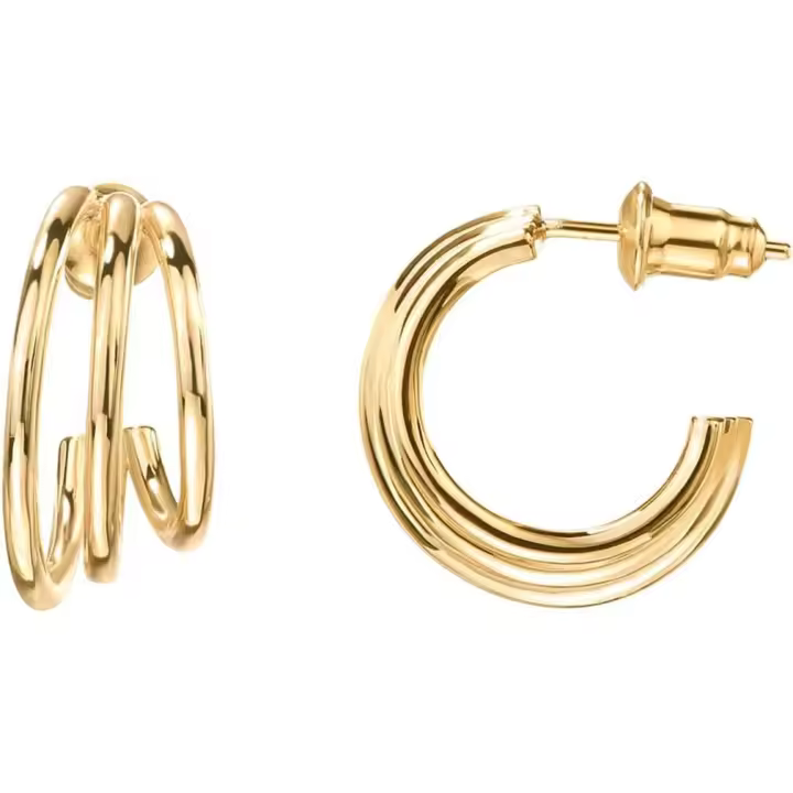Pendientes Huggie Post Split en Plata de Legislación Chapada en Gold 14K | Pendientes Rose/White/Yellow Gold para Mujer - 1