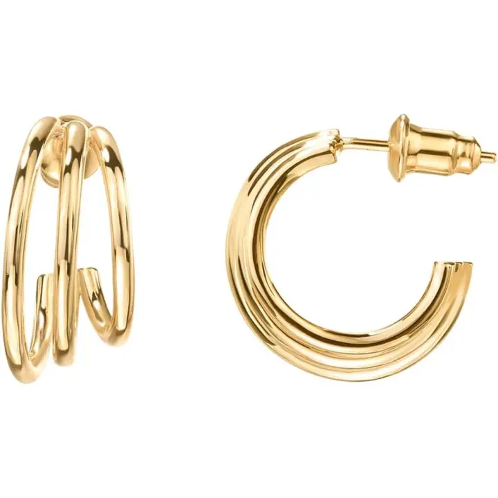 Pendientes Huggie Post Split en Plata de Legislación Chapada en Gold 14K | Pendientes Rose/White/Yellow Gold para Mujer - 1