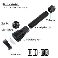 Linterna Táctica Recargable USB Super Brillante XHP90 Con Zoom Ajustable Lúmenes Altos Torcha Para Camping Y Búsqueda Resistente Al Choque Y Agua - details 11
