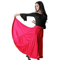 Falda Profesional de Baile Danza Flamenco o Sevillanas para Mujer Falda Liso en 3 Colores Disponibles - details 0