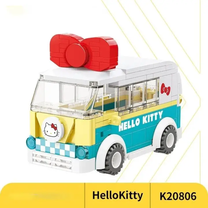 Bloques De Construcción Hello Kitty Coche Autobús Modelo Juguete De Artesanía DIY Para Niños Decoración De Escritorio Regalos De Fiestas - 1