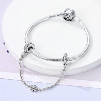 Cadena De Seguridad De Plata Esterlina 925 Estrella Luna Corazón Bordeado Con Clip De Silicona Para Pulsera Original Joyería DIY Regalo - details 29