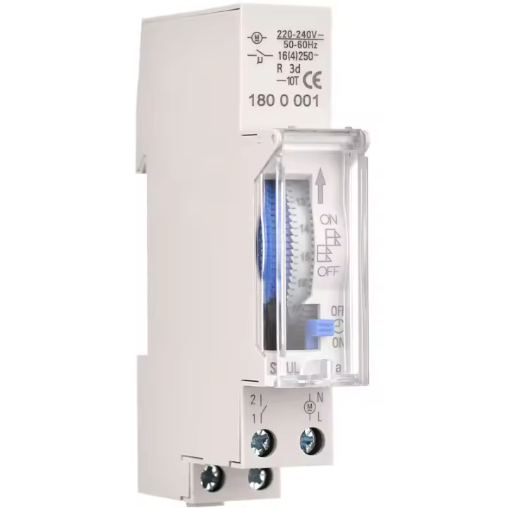 Temporizador Mecánico de 24 Horas Temporizador Mínimo de 15 Minutos Montaje en Riel Batería Incorporada Sul180a AC220-240V Gris - 1