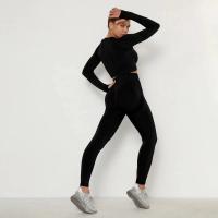 Conjunto De Yoga Para Mujer Ropa Deportiva De Gimnasio Con Top De Manga Larga Y Leggings De Cintura Alta Fitness Sports - details 1