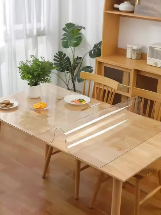 Mantel De PVC Transparente Resistente Al Agua Y a Rasguños Fundas Protectoras Para Mesa De Comedor Estilizado En Color Sólido - 1