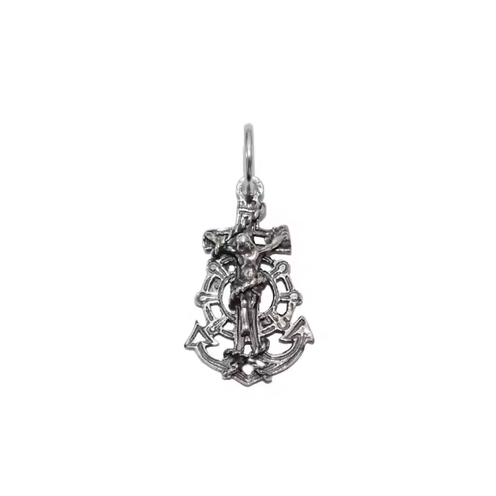 Inmaculada Romero Cruz Marinera Colgante Plata Ley 925m Unisex 20 Mm. Cristo Oxidada - 1