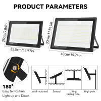 Luz De Inundación LED 200W 300W IP66 Impermeable 6000K Para Exteriores Iluminación De Jardín Patio Calle Garage AC 85-265V - details 1
