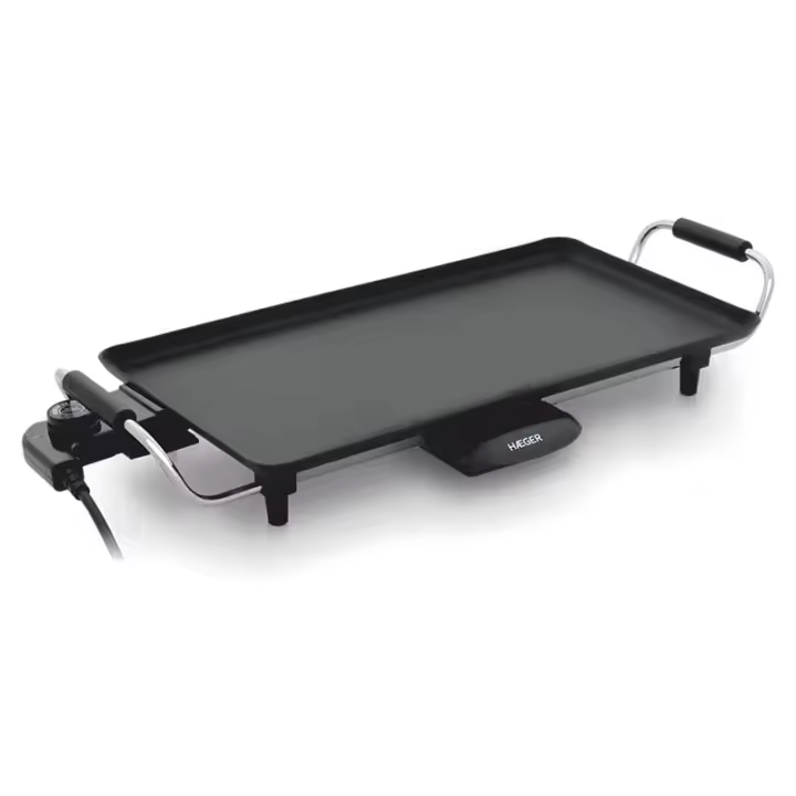 Plancha Eléctrica Haeger para Asar - 2000w - 460*260mm - Grill Eléctrico - Bandeja de Residuos - 5 Niveles de Temperatura - 1