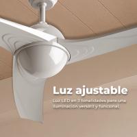 EVVO Ventilador de techo con luz y mando V522, motor DC, silencioso, Ø132cm, 3 aspas, 3 velocidades, 26W, temporizador - details 0