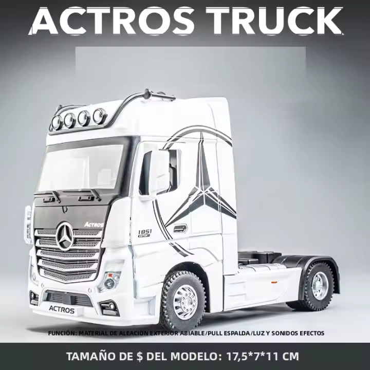 Modelo De Camión Mercedes-Benz ACTROS 1:36 Con Sonido Y Luz Coche De Acción Para Niños Juguete Colección C209 Metal Sin Batería - 1