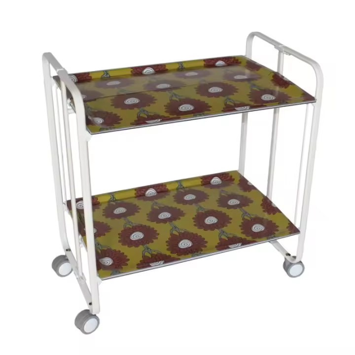 DON HIERRO - Carrito Auxiliar Bauhaus con Ruedas y 2 Estantes, Color Blanco - 1