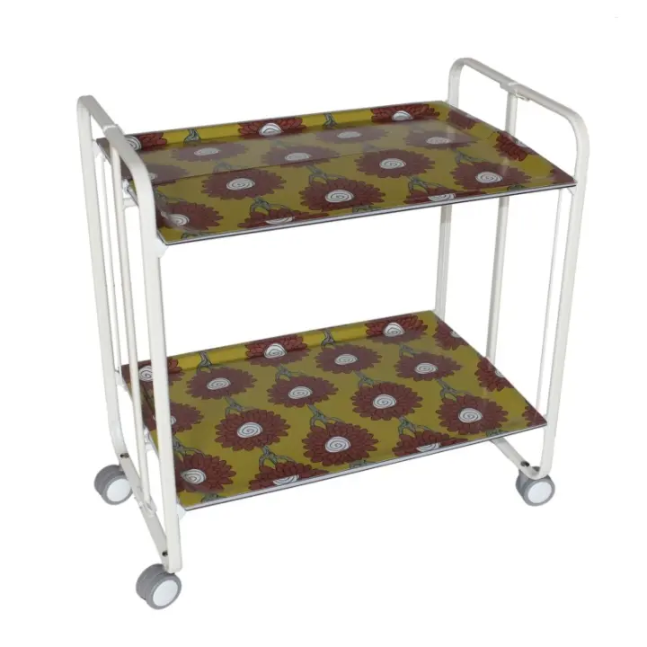 DON HIERRO - Carrito Auxiliar Bauhaus con Ruedas y 2 Estantes, Color Blanco - 1