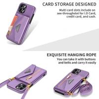 Funda De Cuero Para iPhone Con Lanyard Y Monedero Porta Tarjetas Funda Crossbody Protectora Anti-Scratch Antisalpicaduras Para Modelos 13 12 Mini 15 14 11 pro Max XS XR 7 8 plus - details 8