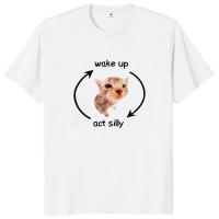 Camiseta De Gato Divertido Despierta Y Actúa Silvestre 100% Algodón Hombre Y Mujer Talla EU Estilo Gráfico Y2K Para Uso Diario Verano - details 5