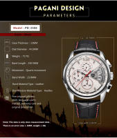 Reloj De Cuarzo Para Hombre PAGANI DESIGN Marca De Lujo Moda Militar Con Correa De Cuero Resistente Al Choque Y Agua Calendario Completo Múltiples Tiempos - details 4