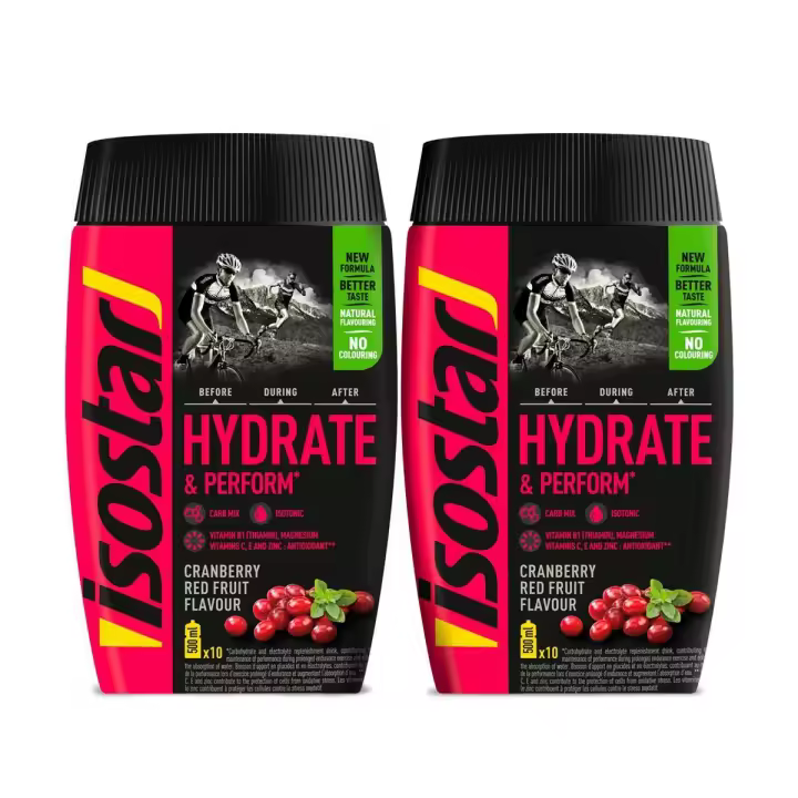 Isostar  Hydrate & Perform, Preparado de Bebida Electrolítica Isotónica para Optimizar el Rendimiento Deportivo, Contiene Electrolitos y Carbohidratos para una Hidratación Eficiente, Sabor Arándanos - 560 g, 14 Raciones Pack 2 Unidades - 1
