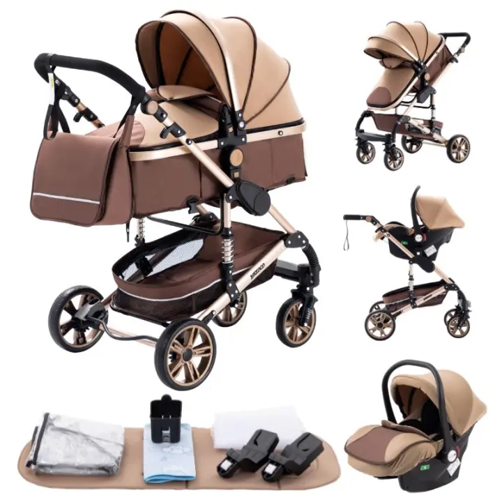 EU Children Store - cochecito de bebé multifuncional portátil de tres en uno, fácil de doblar, asientos de seguridad, artículos de viaje, incluyendo Bolsoscubiertas de lluviamosquiterosestantes de tazasesterasestándares europeos, entrega gratuita - 1