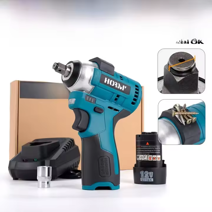 Llave De Impacto Eléctrica Sin Escobillas Hormy 120N.m 3/8 Pulgada Con Imán Mini Herramienta De Torque Inalámbrica Compatible Con Batería Makita 10.8V - 1