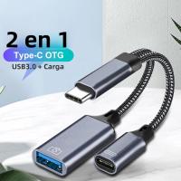 Adaptador 2 En 1 Type C a USB a Con Puerto PD Y Cable OTG USB C Para Teléfono Móvil Laptop Tablet Samsung Huawei - details 0