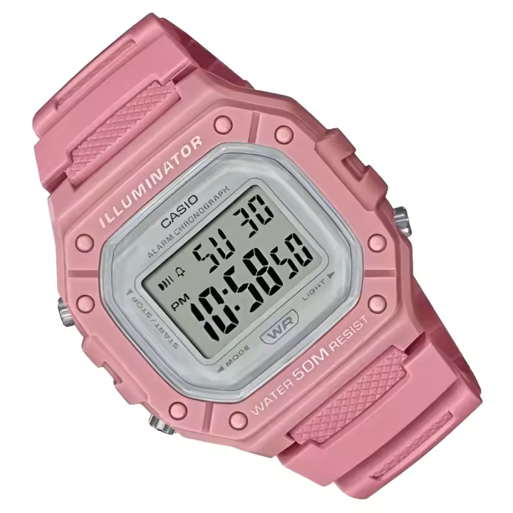Reloj CASIO digital W-218hc-4av correa resina 50m water resist - alarma - luz - 1