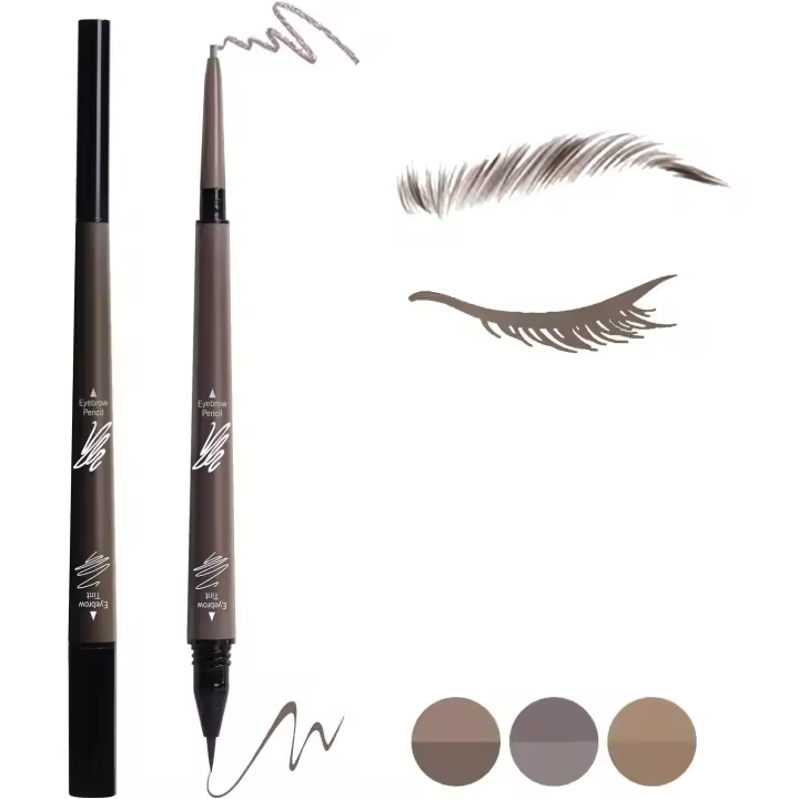 Lápiz de cejas 2 en 1, líquido resistente al agua y de larga duración, con doble punta que rellena y tiñe con precisión y definición, color marrón. - 1