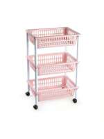 STARLEY-Carrito verdulero Modelo PLFT de plástico con 3 Niveles y Ruedas, cestas apilables portaobjetos, Frutas, Verduras, Cocina, baño ( 61 x 40 x 30 cm) - details 4