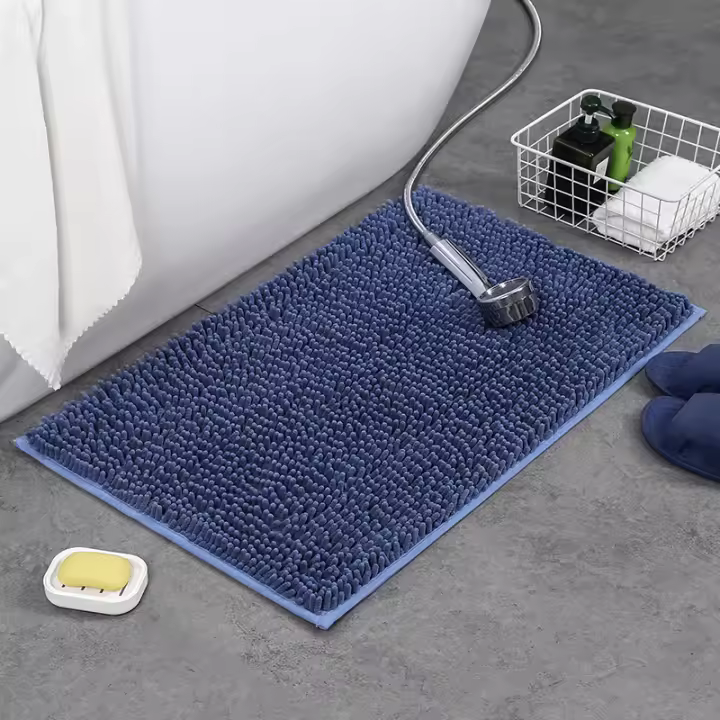 Alfombra De Baño Antideslizante Con Suelo De PVC Pelo Largo Y Grueso Alfombrilla De Baño Tejida Secado Rápido Duradero 0.79 Pulgadas - 1