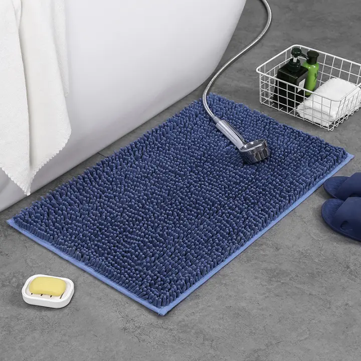 Alfombra De Baño Antideslizante Con Suelo De PVC Pelo Largo Y Grueso Alfombrilla De Baño Tejida Secado Rápido Duradero 0.79 Pulgadas - 1