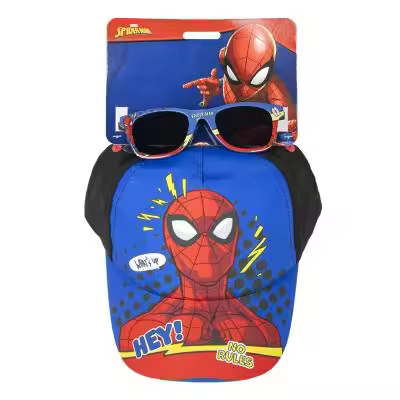 Set Gorra y Gafas de Sol de Spiderman Color azul y negro, Protección UV 400 y Filtro de Categoría 3 - Gorra Infantil con Velcro Ajustable. Set de moda. Cerdà - 1