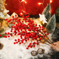 Flores Artificiales Rojas Y Bayas De Cerezo Para Adornos De Navidad DIY Corona De Navidad Decoración De Hogar Para Año Nuevo 2025 - details 8