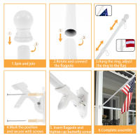 Kit De Pabellón Ajustable 5/8.5 Pies Acero Inoxidable Soporte De Bandera Para Jardín Casa Porche Residencial Montaje En Pared - details 3